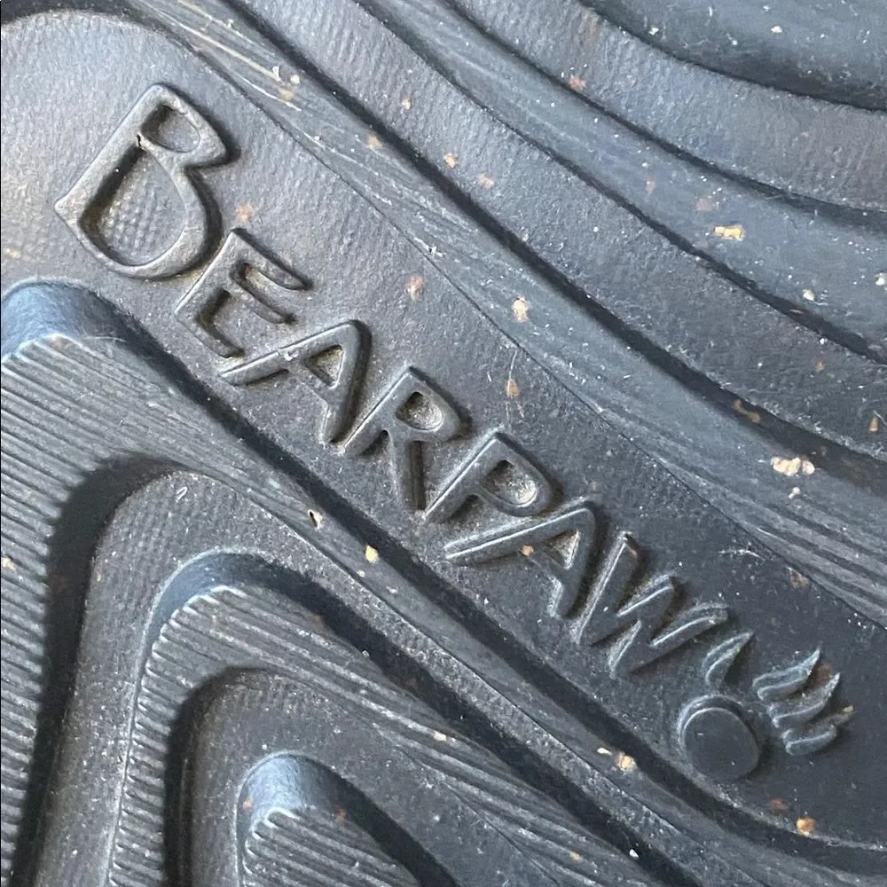 BearPaw Black Cow Hair Goat Fur Winter Boots Sz 7 Brown Bird Feathers & Fringe